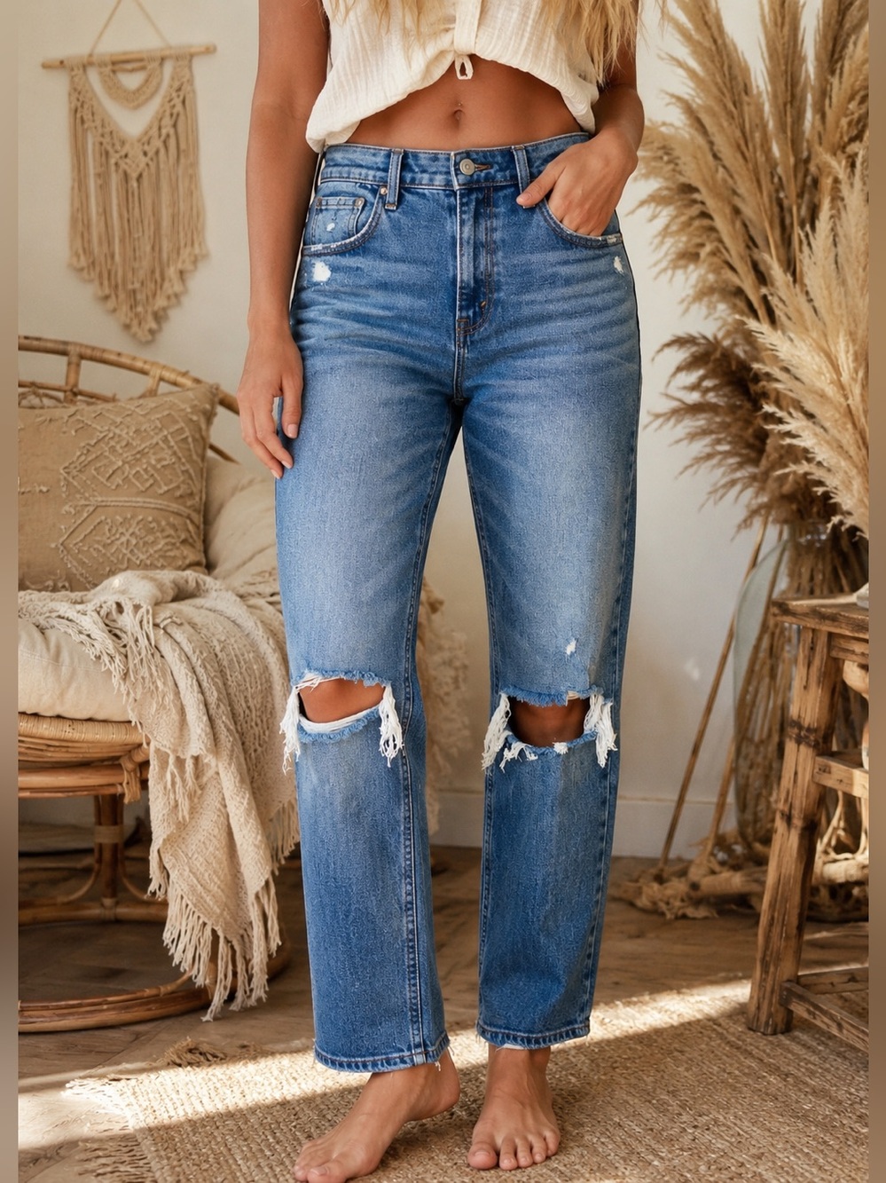 Abercrombie & Fitch Ultra High Rise Ankle Straight Distressed Jeans 28 6R